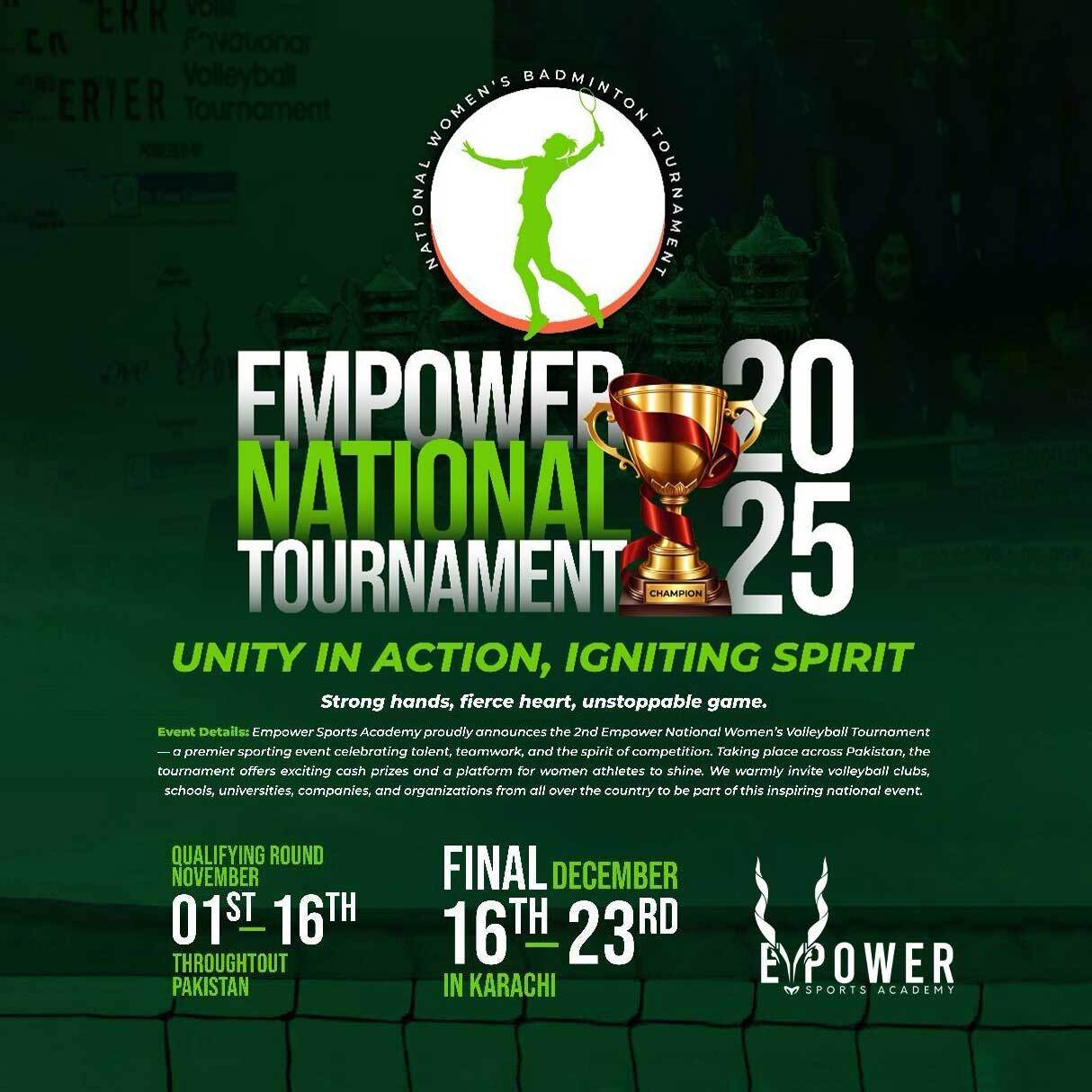 Empower Sports Academy – National Girls Badminton Tournament 2025